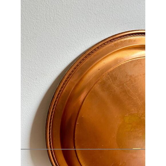 Vintage Round 16" Copper Tray | Decorative Serving Tray - Picture 4 of 5